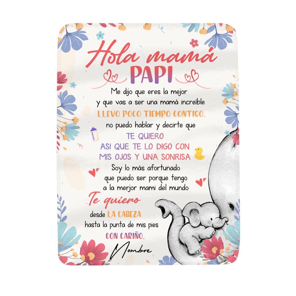 Personalizar Mantas Polar Para Mamá | Personalizado Regalos Para Mamá | Hola Mami Llevo Poco Tiempo Contigo