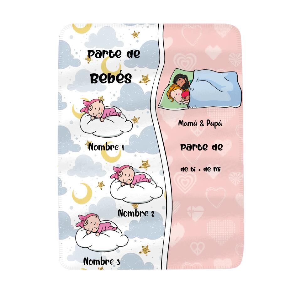 Parte De Los Bebés  Parte De ti + De mi , Personalizable Manta Para Familia