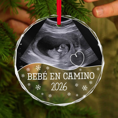 Bebé en camino – Bola de Navidad personalizada anuncio de embarazo