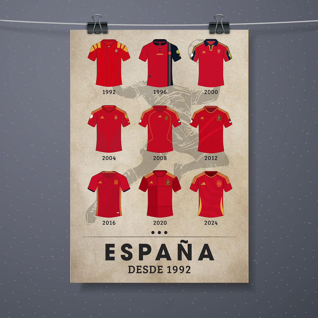 Póster Camiseta de fútbol nacional de España - Euro 2024