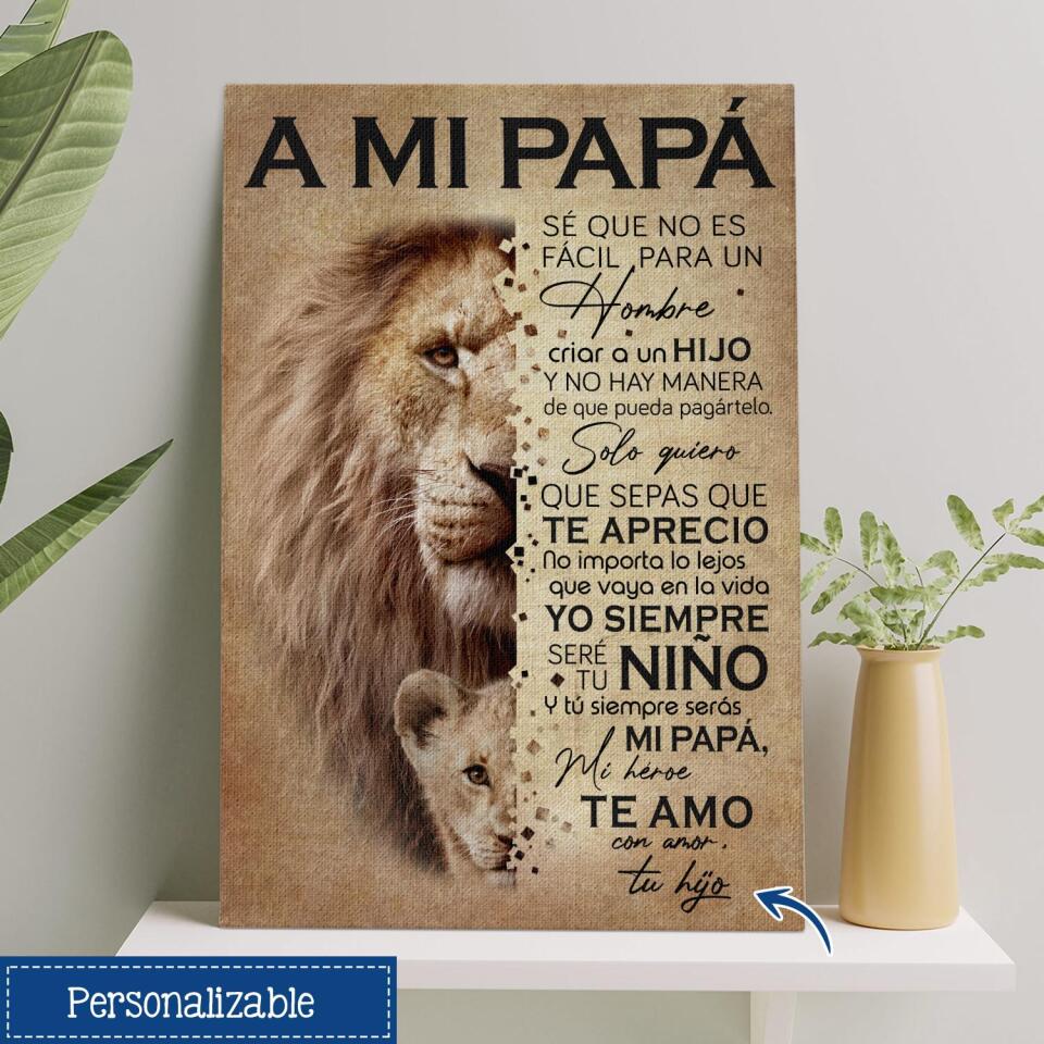 Tela personalizzata per papà | Regalo personalizzato per papà | Leon Mio padre, il mio eroe