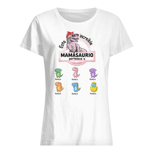 Personalizza magliette per la mamma | Regalo personalizzato per la mamma | A cui appartiene questo incredibile Mamasaurus