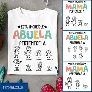 Personnalisez des T-shirts pour grand-mère | Cadeaux personnalisés pour grand-mère | Cette incroyable grand-mère appartient à