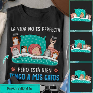 Personalizza magliette per gli amanti dei gatti | Regali personalizzati per gli amanti dei gatti | La vita non è perfetta