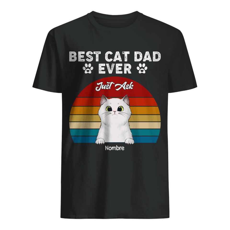 Personnalisez des T-shirts pour les amoureux des chats | Cadeaux personnalisés pour les amoureux des chats | Le meilleur papa chat de tous les temps
