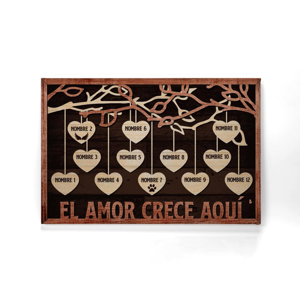 Lienzo Personalizado Para Familia | Personalizado Regalos Para Familia | El Amor Crece Aquí