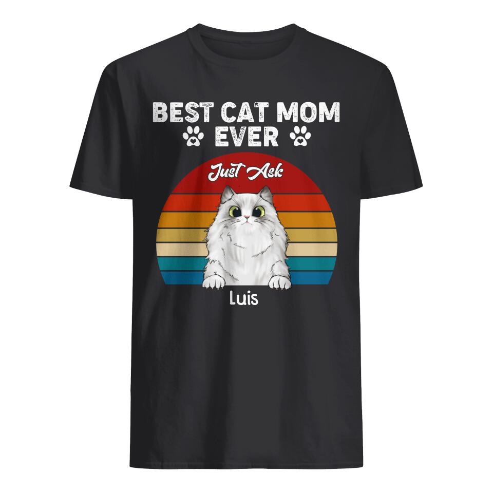 Personnalisez des T-shirts pour les amoureux des chats | Cadeaux personnalisés pour les amoureux des chats | Meilleure maman chat de tous les temps