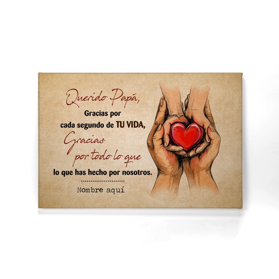 Lienzo Personalizado Para Papá | Personalizado Regalos Para Padre | Querido Papá, Gracias Por Cada Segundo De Tu Vida