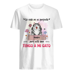Personalizza magliette per amante dei gatti | Regali personalizzati per gli amanti dei gatti | La vita non è perfetta, ho il mio gatto