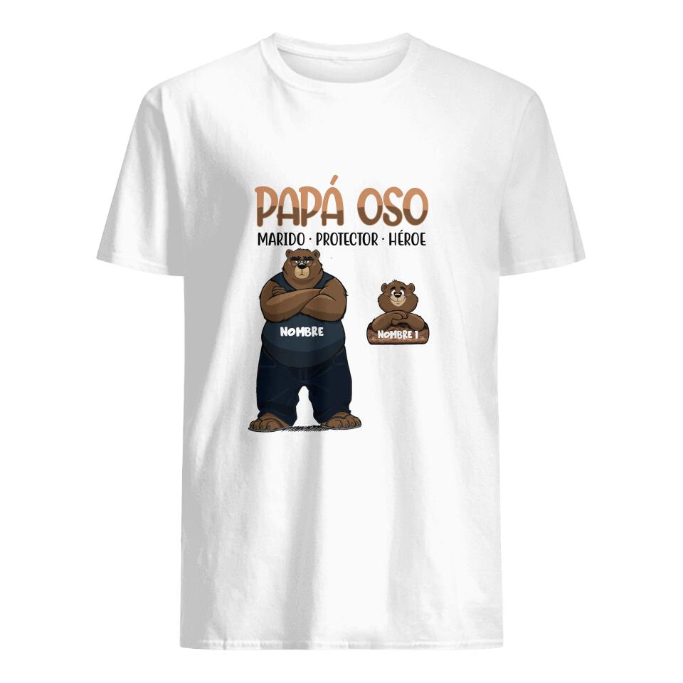 Personnalisez des T-shirts pour papa | Cadeaux personnalisés pour papa | Papa Ours Mari Protecteur Héros