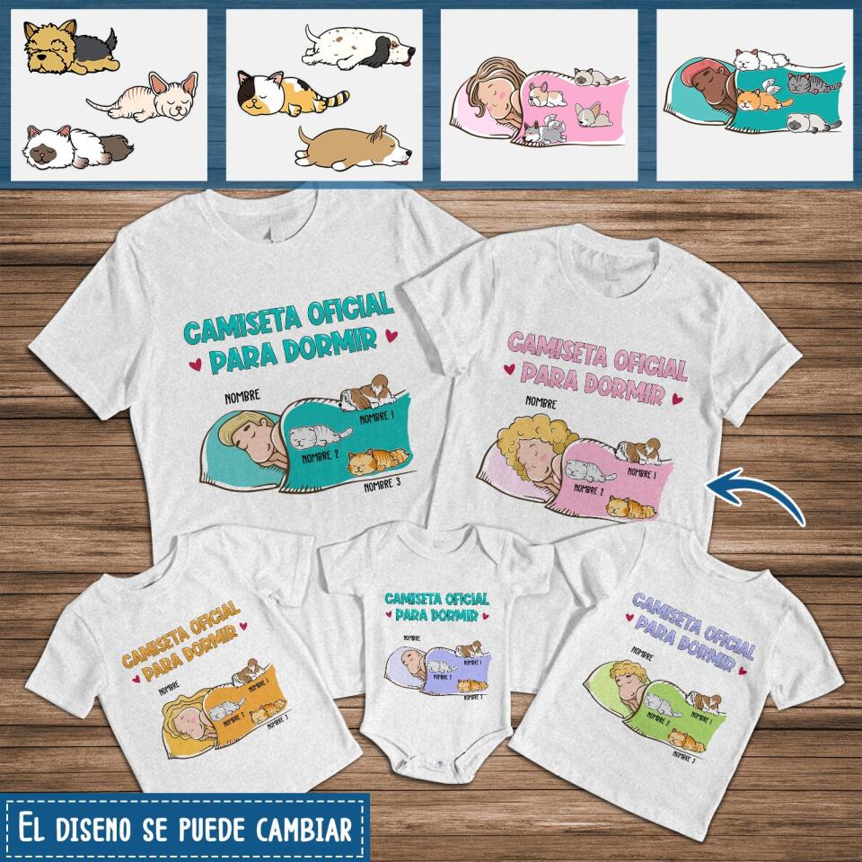 Personalizar Camisetas Para Amantes De Gato y Perro | Personalizado Regalos Para Amantes De Las Mascotas  | Camiseta Oficial Para Dormir