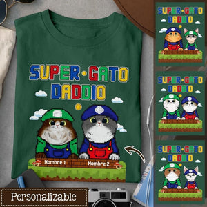 Personalizar Camisetas Para Papá | Personalizado Regalos Para Padre | Super Gato Daddio