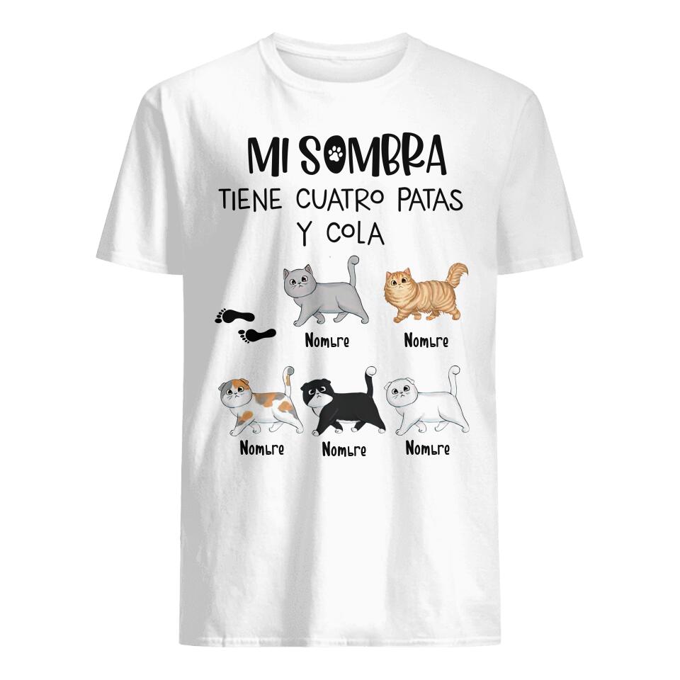 Personalizar Camisetas Para Amantes de los gatos | Personalizado Regalos Para Amantes de los gatos | Mi Sombra Tiene Cuatro Patas Y Cola