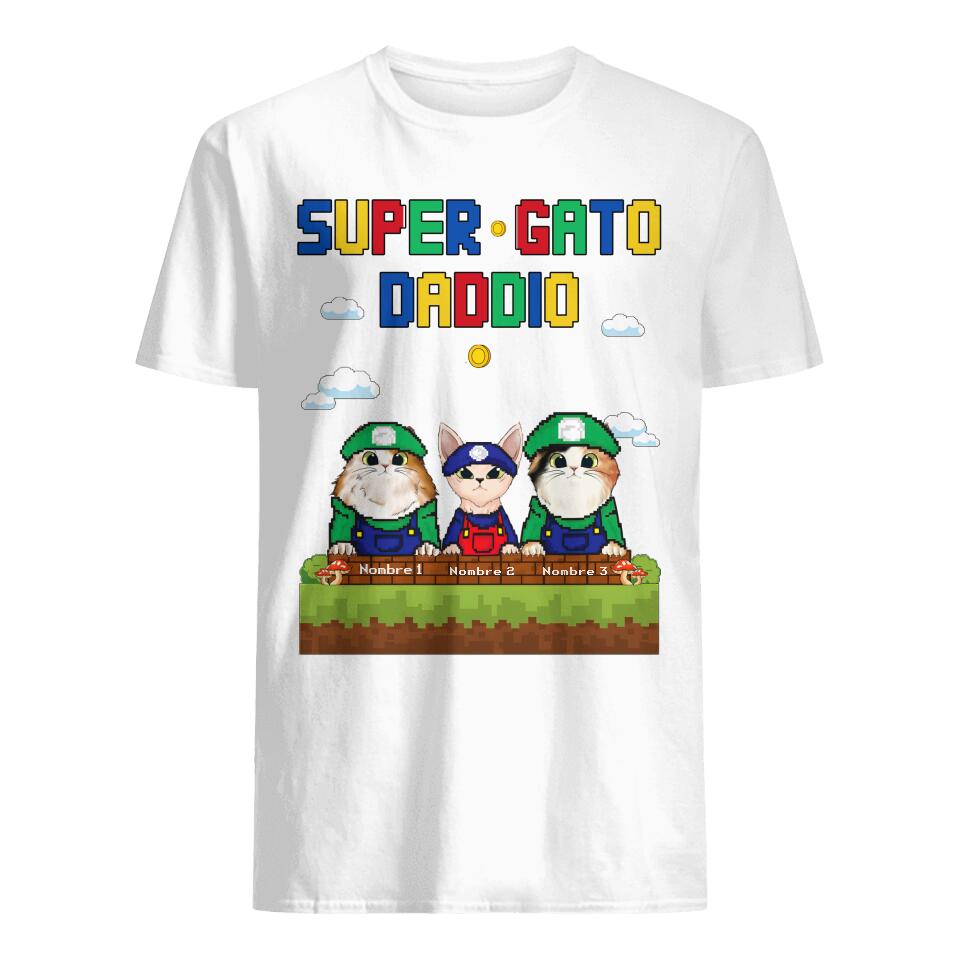 Personalizar Camisetas Para Papá | Personalizado Regalos Para Padre | Super Gato Daddio