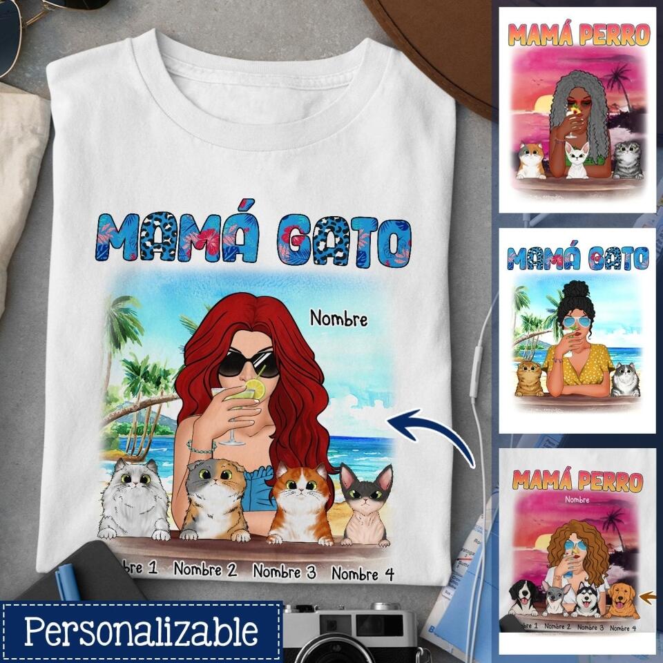 Personalizar Camisetas Para Mamá | Personalizado Regalos Para Madre | Mamá Gato/ Mamá Perro,