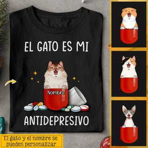 El gato es mi  antidepresivo, Personalizable Camiseta unisex para los amantes de los gatos