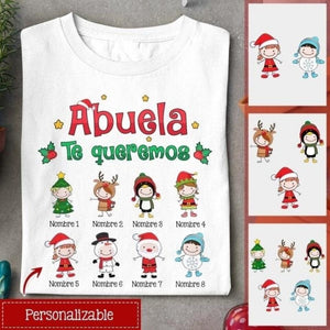 Personnalisez des T-shirts pour grand-mère | Cadeaux personnalisés pour grand-mère | Grand-mère, nous t'aimons Noël