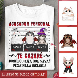 Personnalisez des T-shirts pour les amoureux des chats | Cadeaux personnalisés pour les amoureux des chats | Harceleur personnel, je te traquerai partout où tu iras