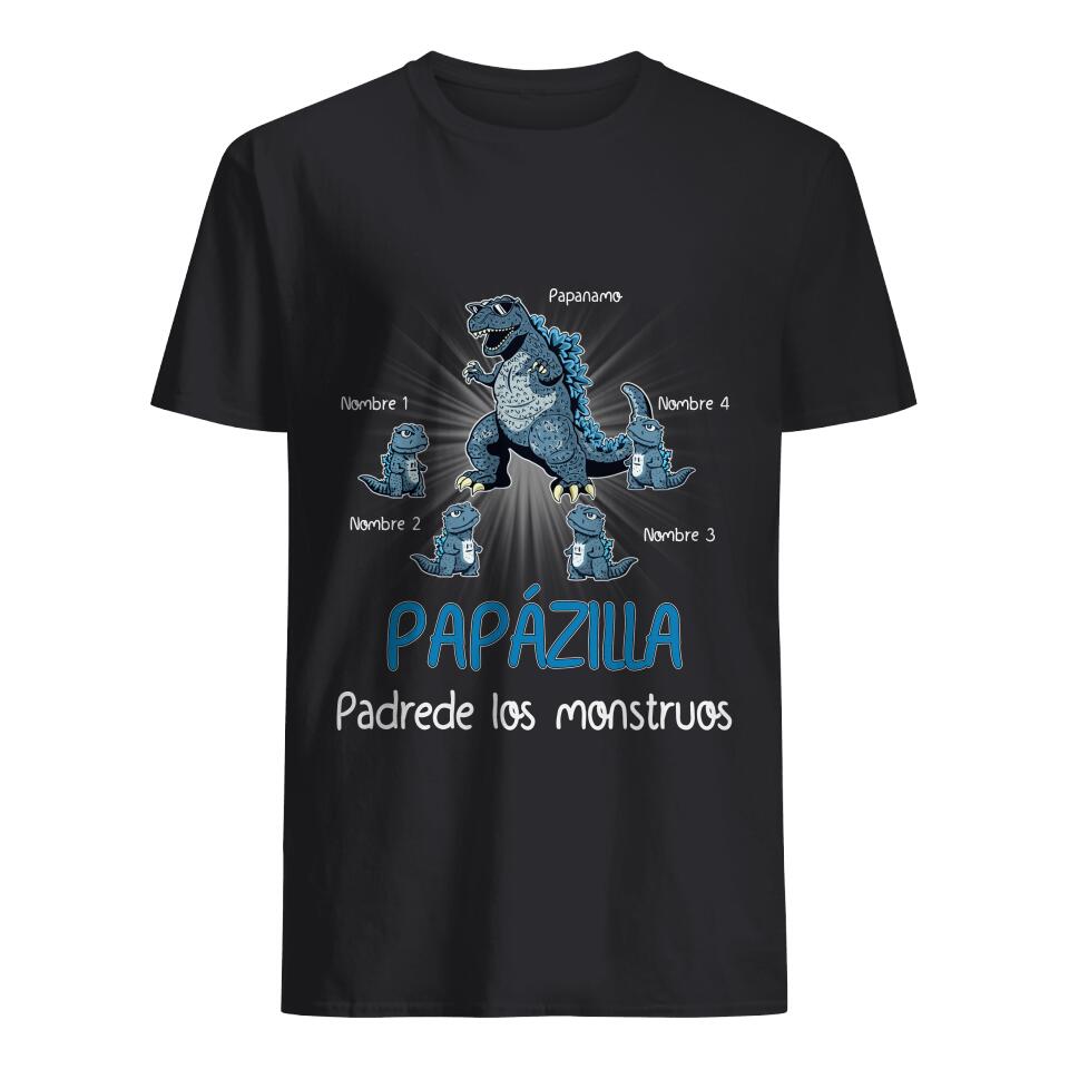 Personnalisez des T-shirts pour papa | Cadeaux personnalisés pour le père| Papazilla, père des monstres