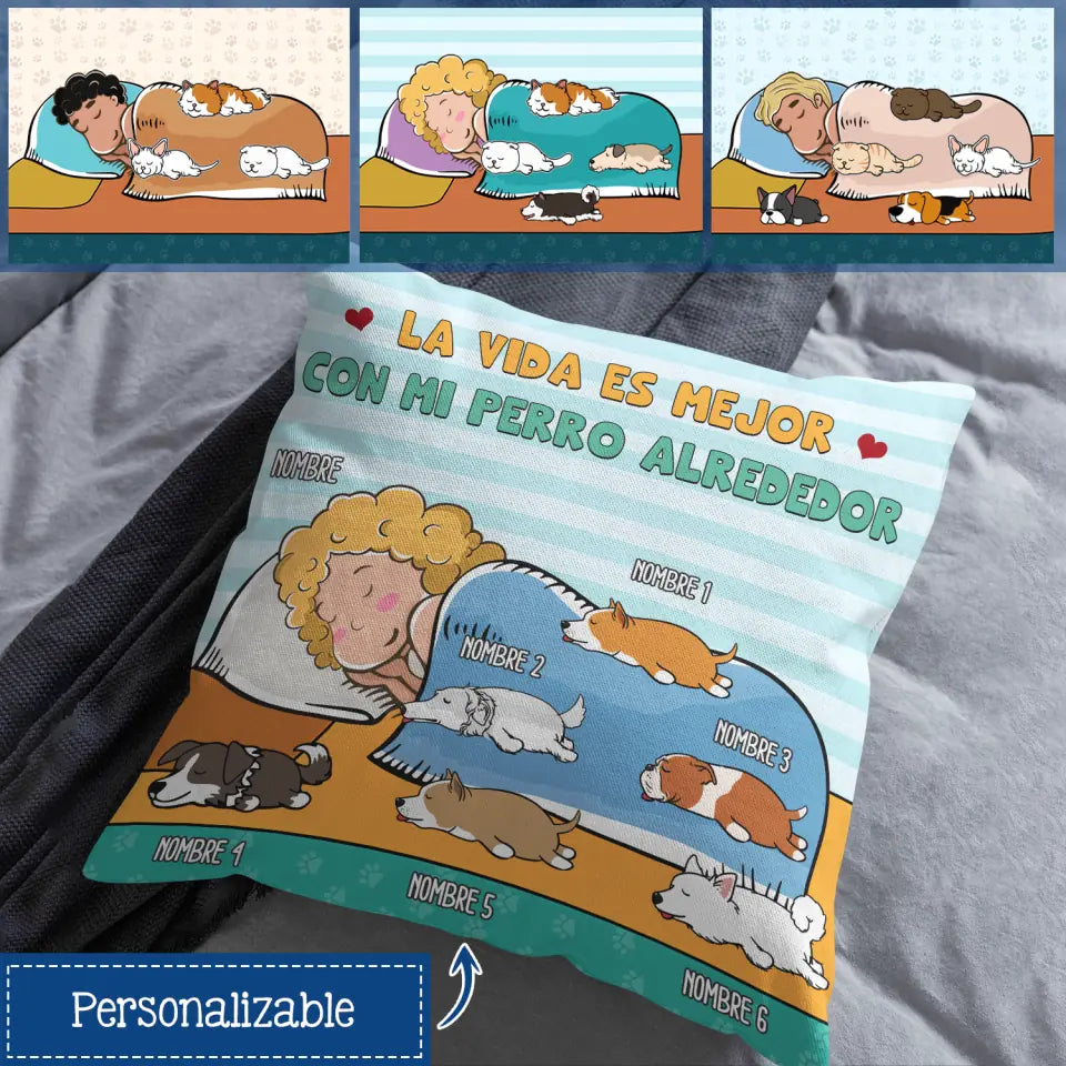 Cojines Personalizados Para Amante De Mascotas | Personalizado Regalos Para Amante De Mascotas | La Vida Es Mejor Con Mi Mascotas Alrededor