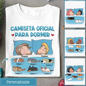 Personalizar Camisetas Para Amantes De Los Perros Amantes De Los Gatos | Personalizado Regalos Para Amante De Los Animales | Camiseta Oficial Para Dormir Couple
