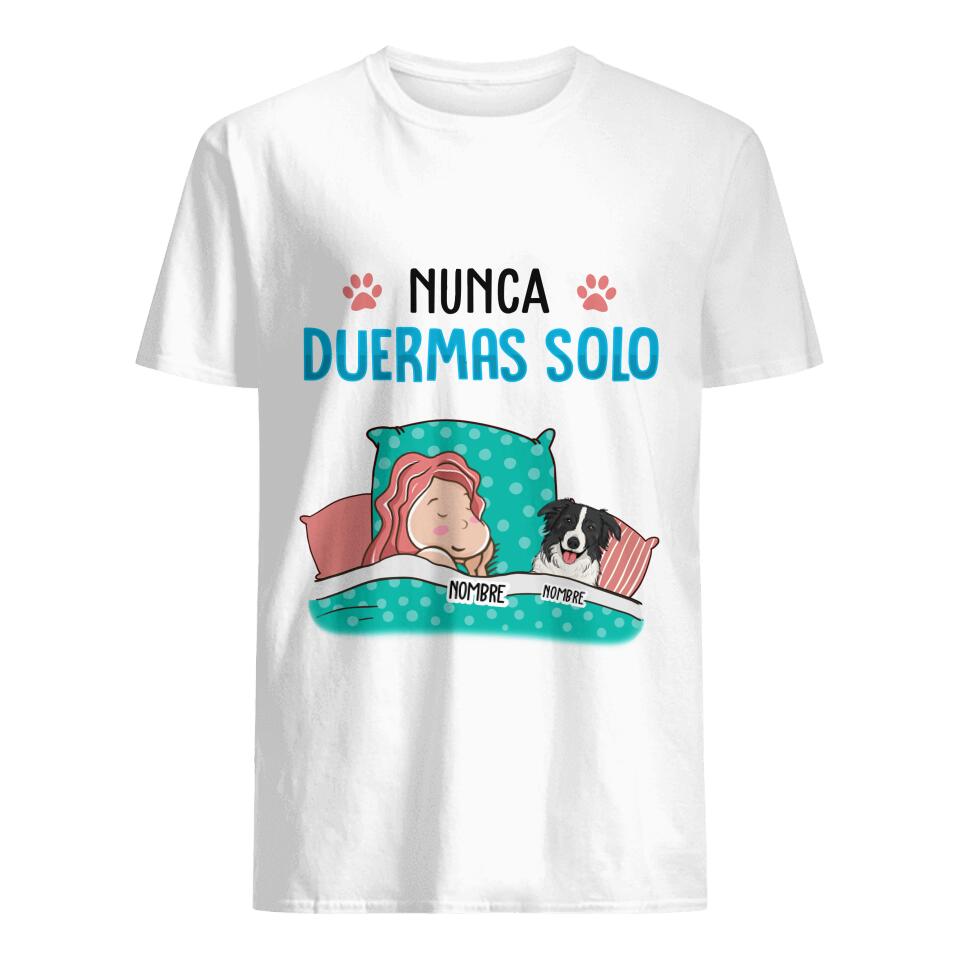 Personalizar Camisetas Para Amante De Los Animales | Personalizado Regalos Para Amantes De Perros Y Gatos | Nunca Duermas Solo