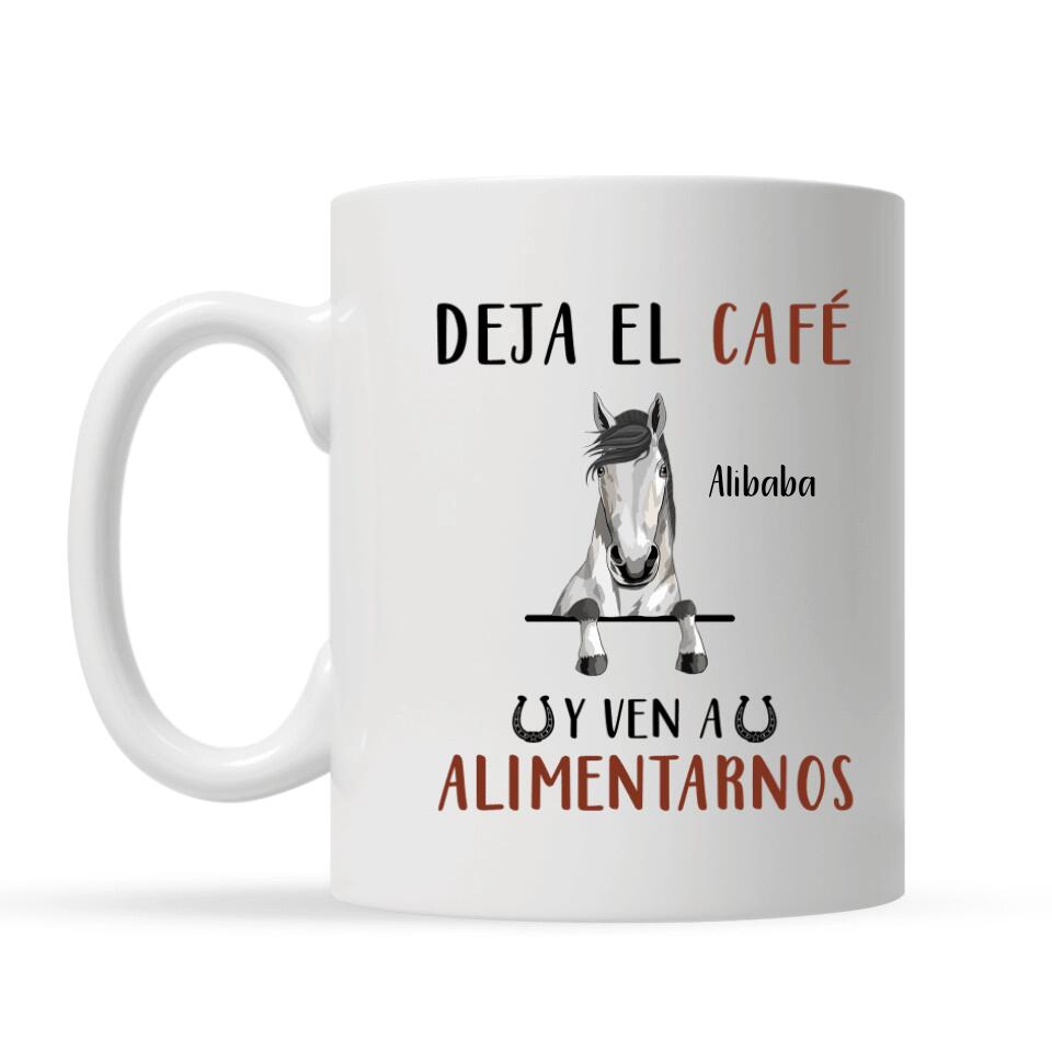 Taza Personalizada Para Amantes De Los Caballos | Personalizado Regalos Para Amantes De Los Caballos | Deja El Café Y Ven A  Alimentarnos