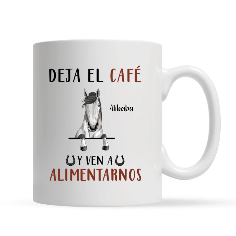 Taza Personalizada Para Amantes De Los Caballos | Personalizado Regalos Para Amantes De Los Caballos | Deja El Café Y Ven A  Alimentarnos