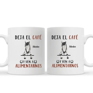 Taza Personalizada Para Amantes De Los Caballos | Personalizado Regalos Para Amantes De Los Caballos | Deja El Café Y Ven A  Alimentarnos