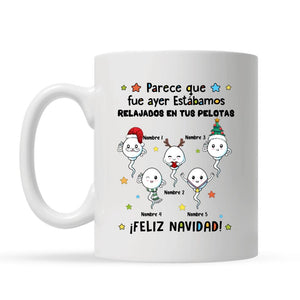 Taza Personalizada Para Papá | Personalizado Regalos Para Padre |  | Parece que fue ayer Estábamos relajados en tus pelotas ¡Feliz Navidad!