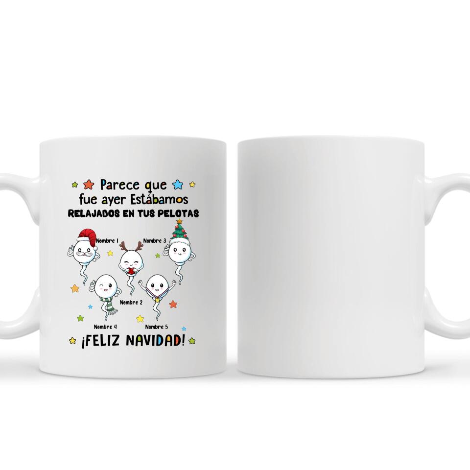 Tasse personnalisée pour papa | Cadeau de Noël personnalisé pour le père | | On dirait qu'hier On se détendait dans tes couilles Joyeux Noël !