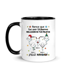 Taza Personalizada Para Papá | Personalizado Regalos Para Padre |  | Parece que fue ayer Estábamos relajados en tus pelotas ¡Feliz Navidad!