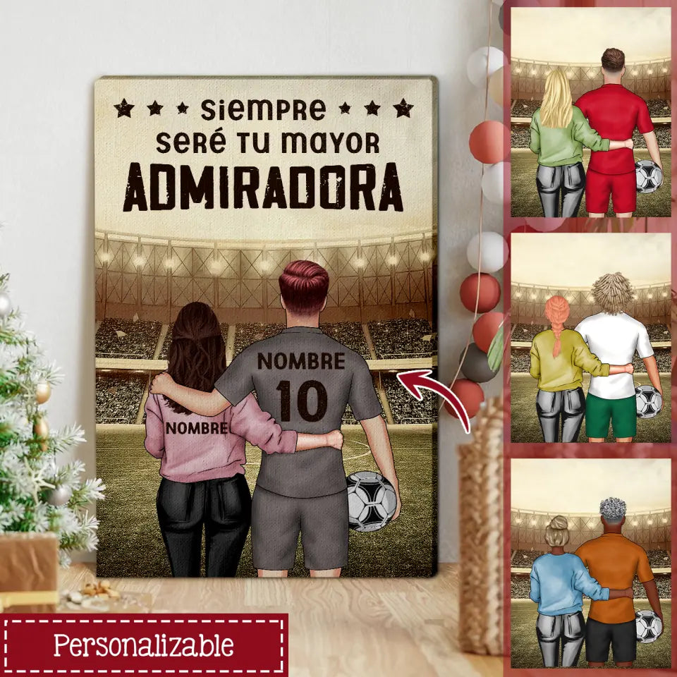 Toile personnalisée pour petit ami | Cadeau personnalisé pour joueur de football | Je serai toujours ton plus grand fan