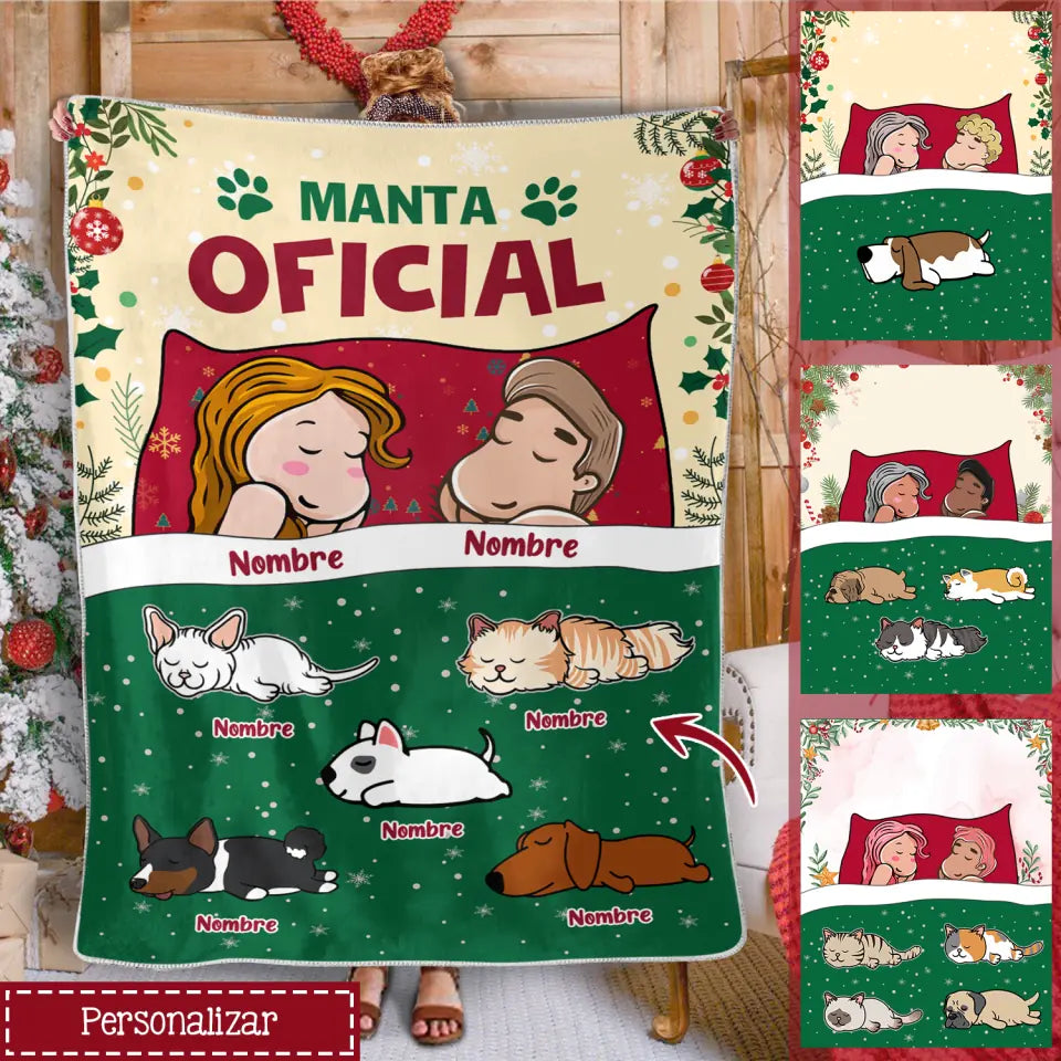 Personalizza coperte in pile per coppie | Regalo personalizzato per gli amanti degli animali | Natale per gli amanti dei cani e dei gatti