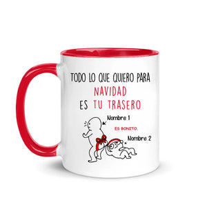 Tasse de couple personnalisée | Cadeau personnalisé pour couple | Tout ce que je veux pour Noël, c'est tes fesses