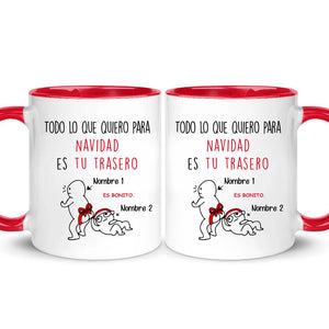 Tasse de couple personnalisée | Cadeau personnalisé pour couple | Tout ce que je veux pour Noël, c'est tes fesses