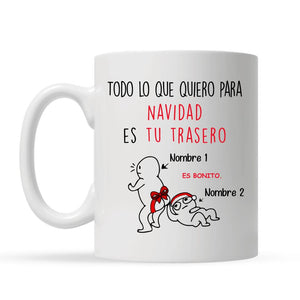 Tasse de couple personnalisée | Cadeau personnalisé pour couple | Tout ce que je veux pour Noël, c'est tes fesses