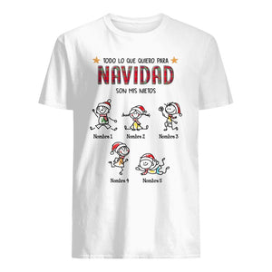 Personnalisez les T-shirts pour grand-mère/grand-père | Cadeau personnalisé pour Nana/ Tata | Tout ce que je veux pour Noël, ce sont mes petits-enfants