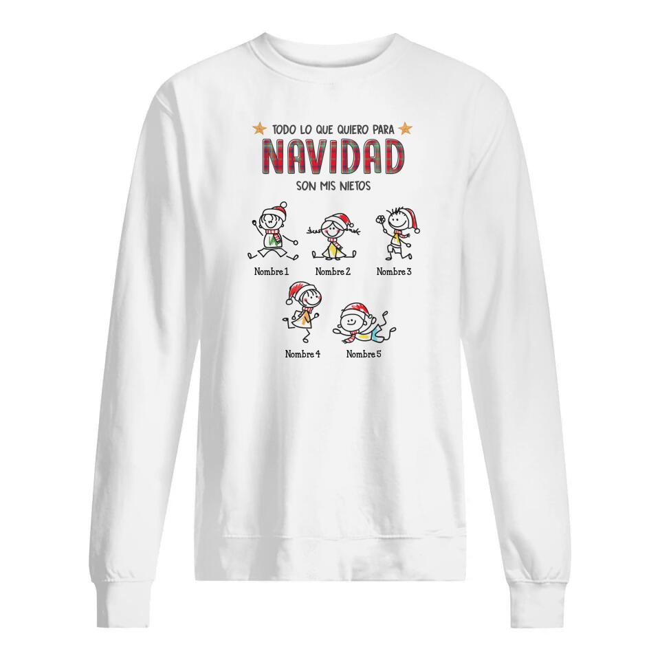 Personalizar Camisetas Para Abuela/ Abuelo | Personalizado Regalo Para Nana/ Tata |Todo lo que quiero para Navidad son mis nietos