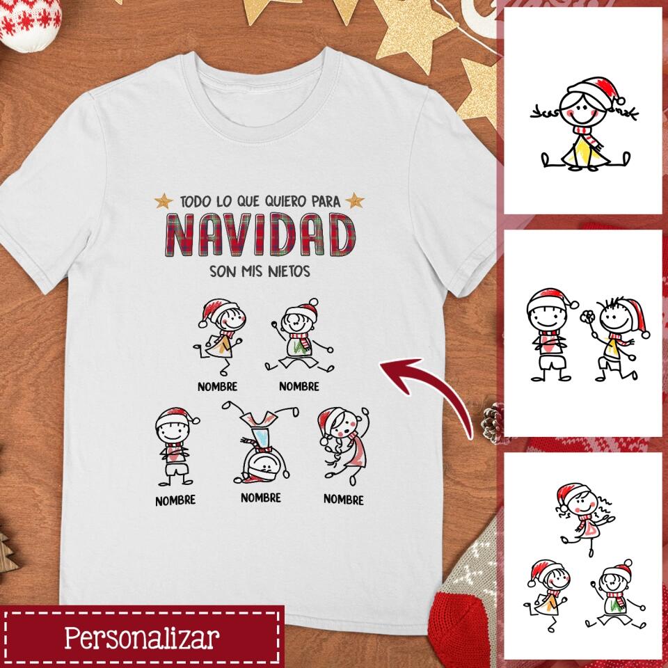 Personalizar Camisetas Para Abuela/ Abuelo | Personalizado Regalo Para Nana/ Tata |Todo lo que quiero para Navidad son mis nietos