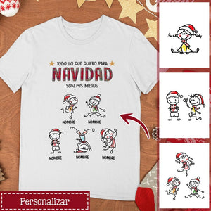 Personnalisez les T-shirts pour grand-mère/grand-père | Cadeau personnalisé pour Nana/ Tata | Tout ce que je veux pour Noël, ce sont mes petits-enfants