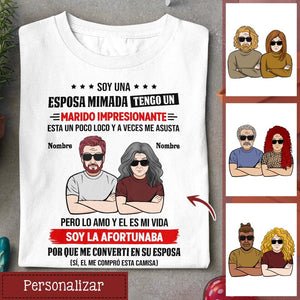 Personnalisez les T-shirts pour mari/femme | Cadeaux personnalisés pour mari/femme | je suis une femme gâtée
