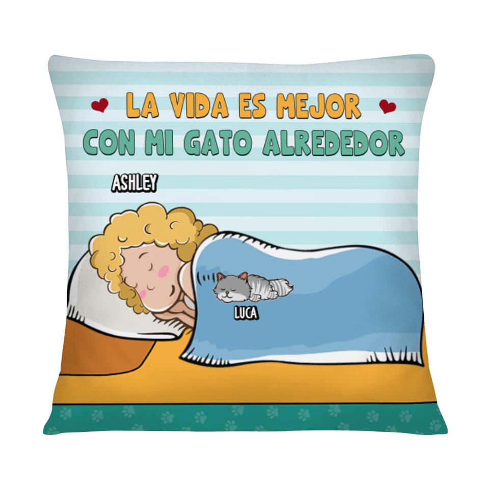 Cojines Personalizados Para Amante De Mascotas | Personalizado Regalos Para Amante De Mascotas | La Vida Es Mejor Con Mi Mascotas Alrededor