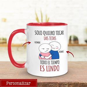 Taza Personalizada Para Novia | Personalizado Regalos para ella | Solo quiero tocar  las tetas  todo el tiempo