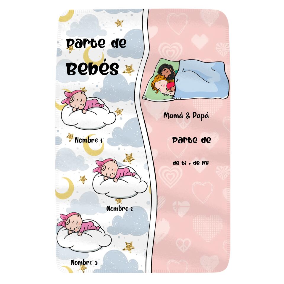 Parte De Los Bebés  Parte De ti + De mi , Personalizable Manta Para Familia