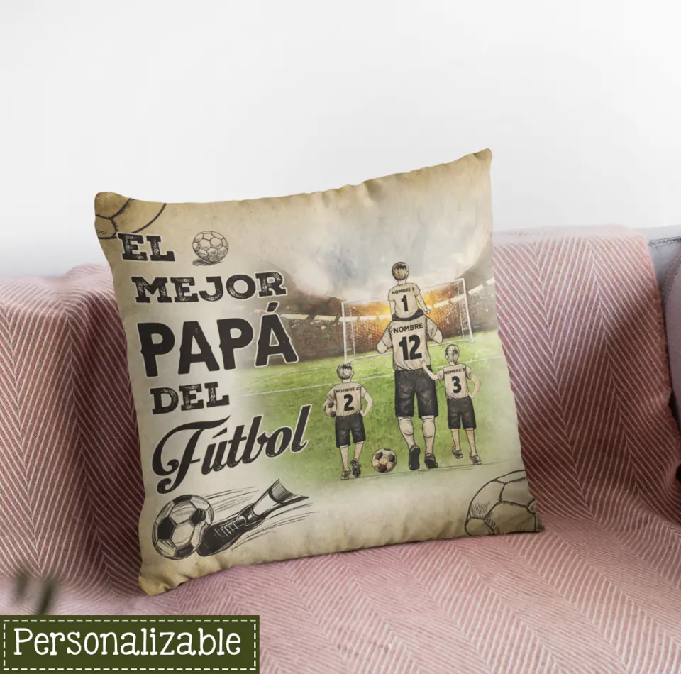 Coussins personnalisés pour papa | Cadeau personnalisé pour le père | L'équipe de football de papa