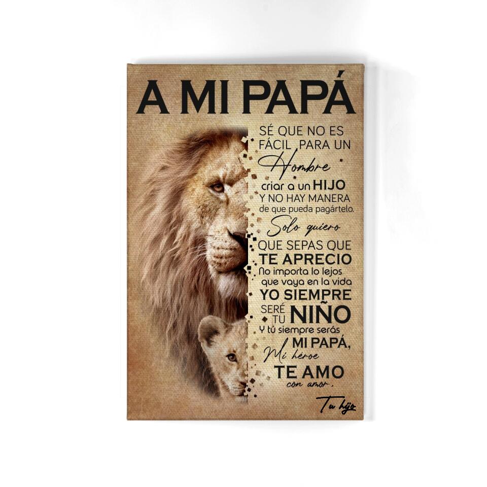 Tela personalizzata per papà | Regalo personalizzato per papà | Leon Mio padre, il mio eroe