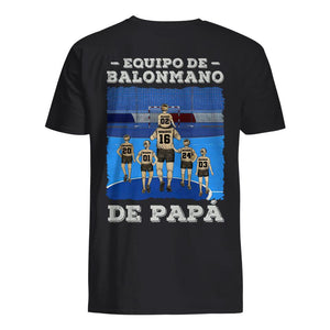 Personnalisez des T-shirts pour papa | Cadeau personnalisé pour le père | L'équipe de handball de papa