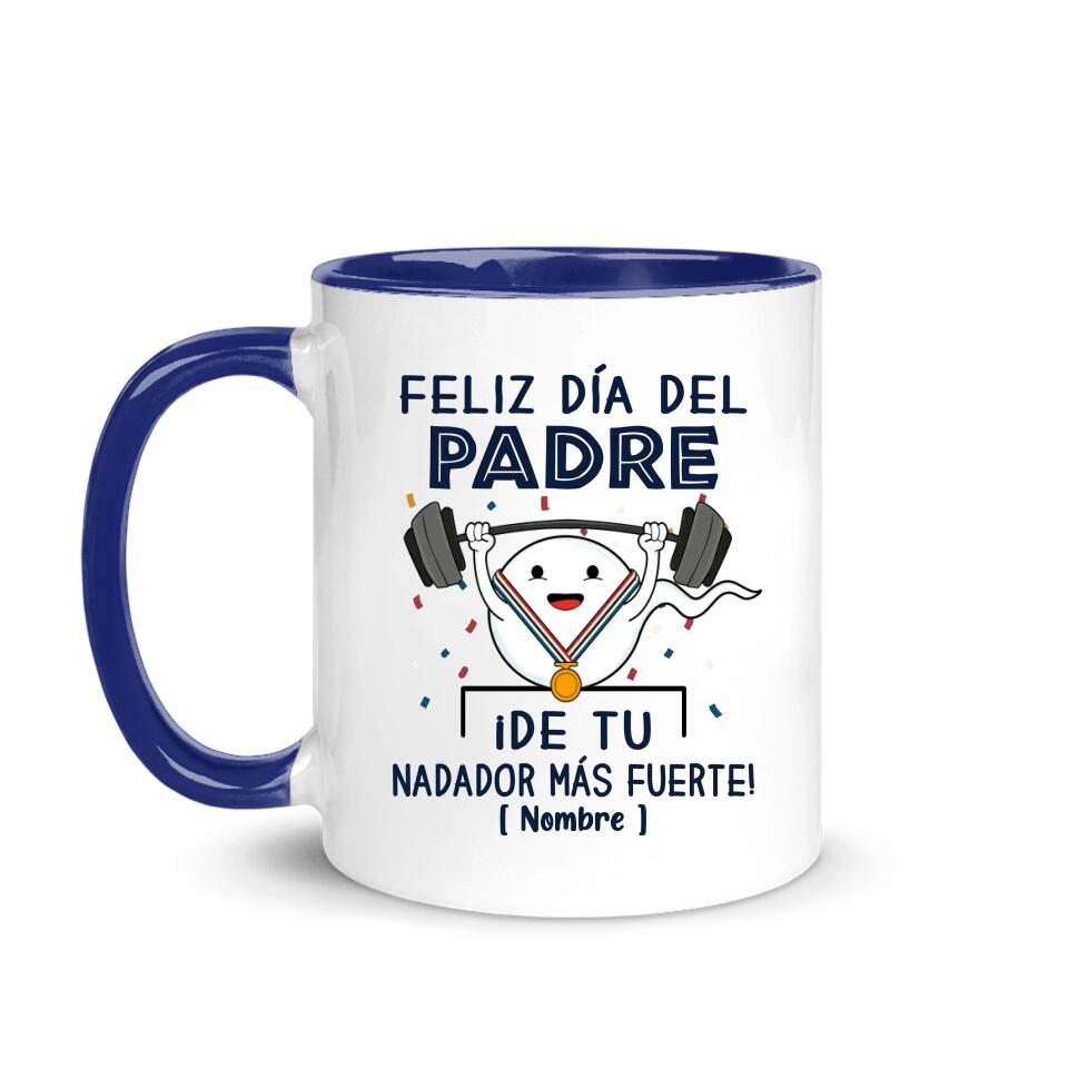 Taza Personalizada Para Papá | Personalizado Regalo Para Padre | Feliz Día Del Padre ¡De tu nadador más fuerte!