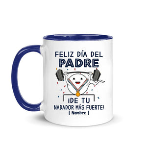 Taza Personalizada Para Papá | Personalizado Regalo Para Padre | Feliz Día Del Padre ¡De tu nadador más fuerte!